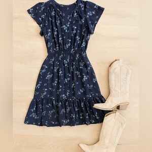 Rebecca Taylor Dress Women's Floral Francine Dress Blue Size 10 Silk